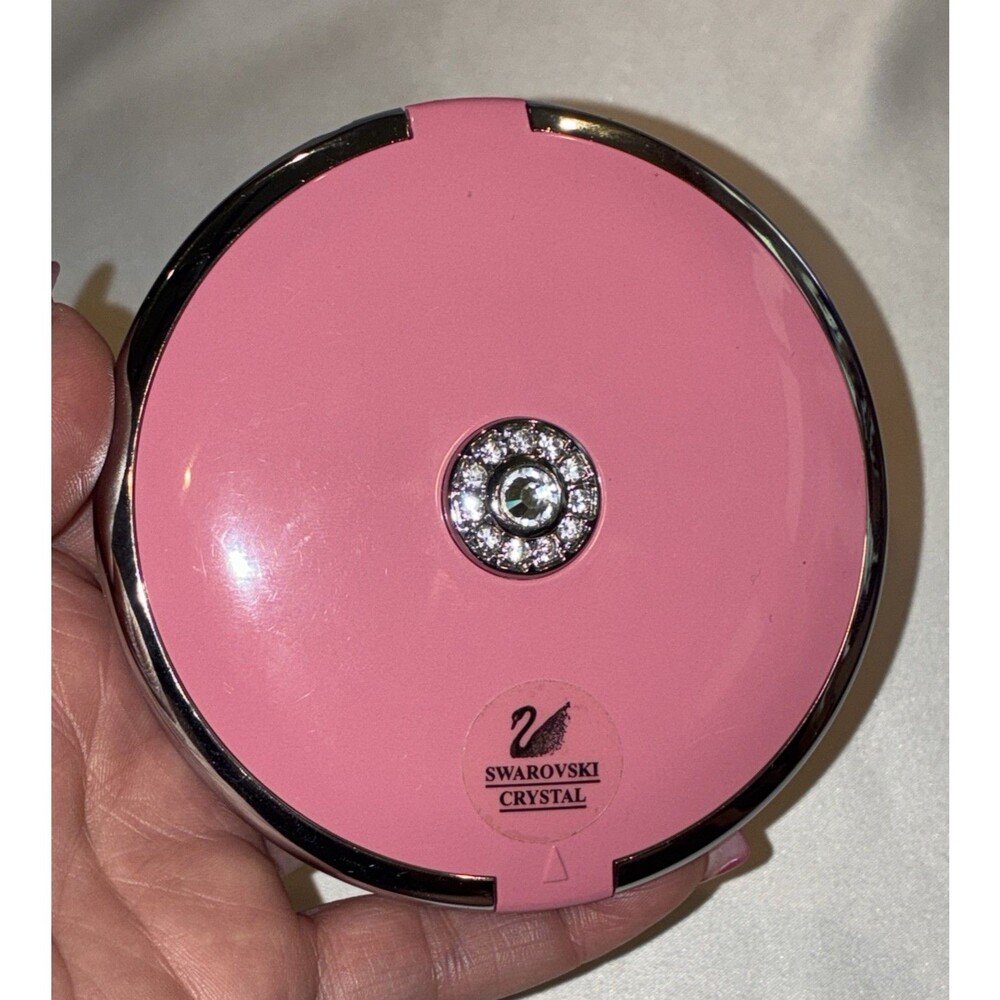 Swarovski Crystal Pink LED Lighted Compact Mirror Dual Sided New Energizer Batt